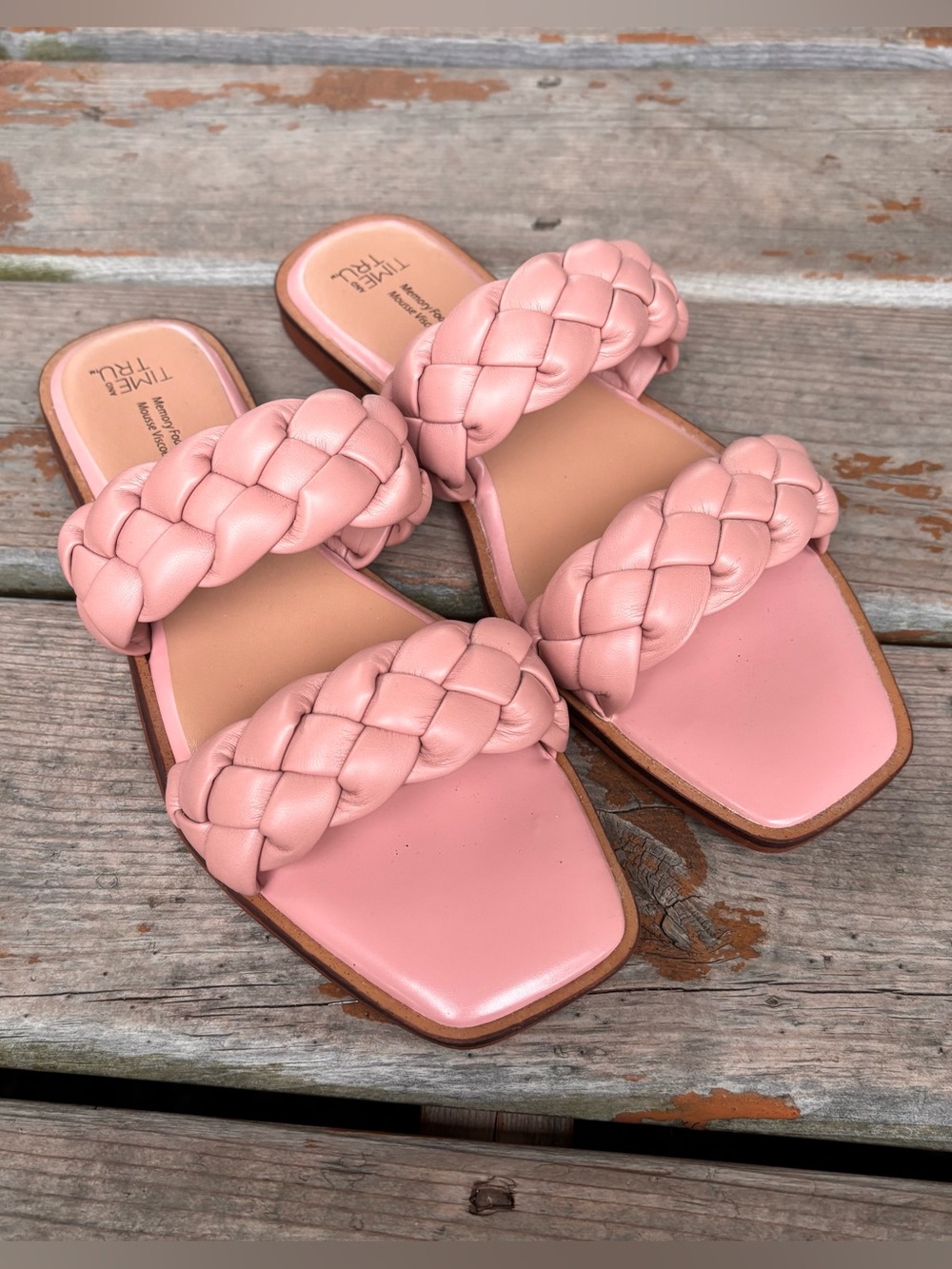 Time and Tru Braided Pink Sandals - Size 8
